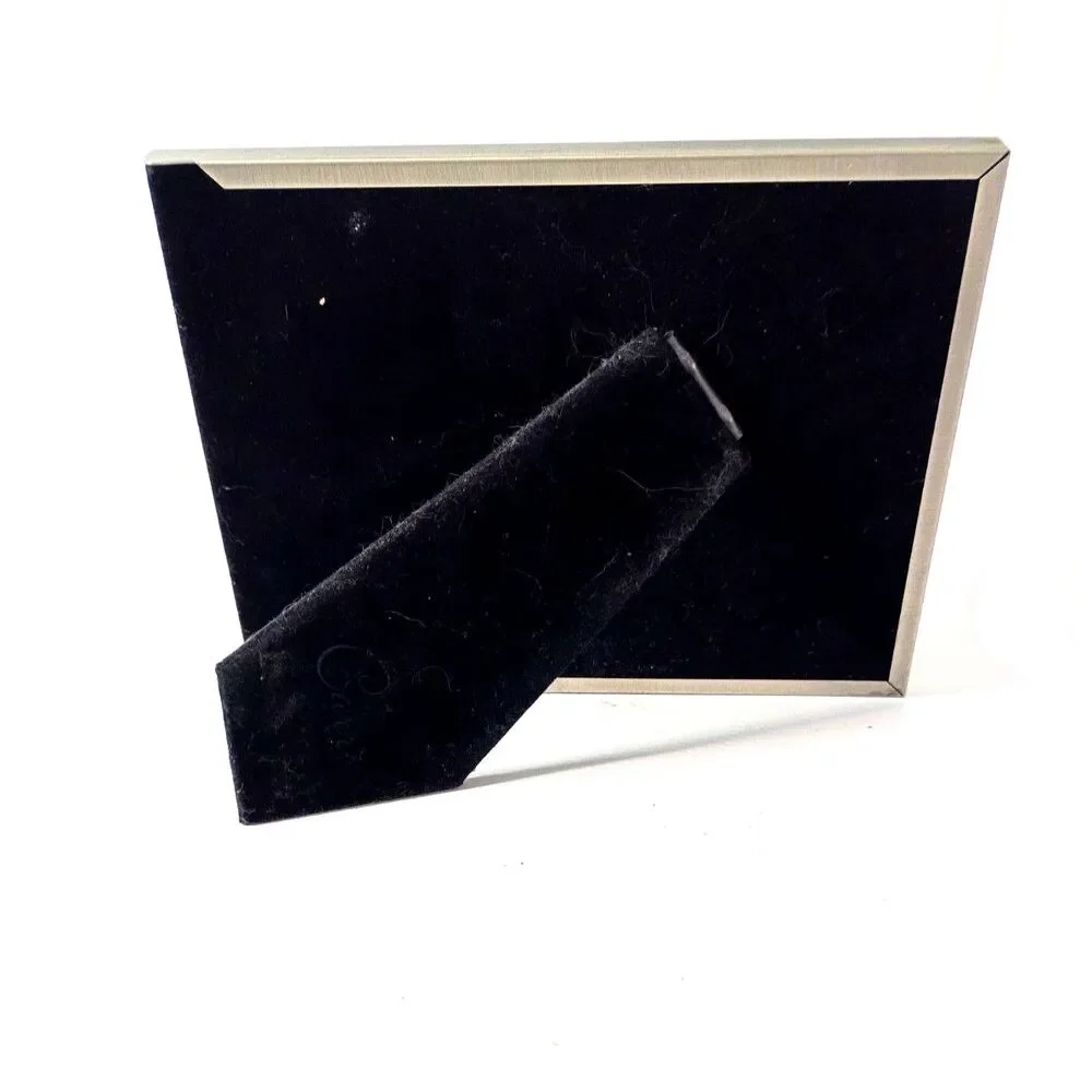 Vintage Silver Pewter Cat Picture Frame 3.5x5 Tabletop Easel Back Pet Lover